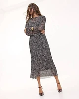 Long-Sleeve Mesh Maxi Dress