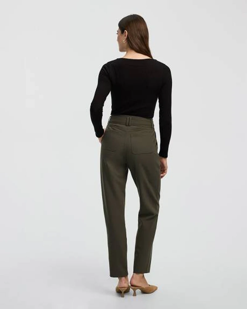 Tapered-Leg High-Rise Belted Pants