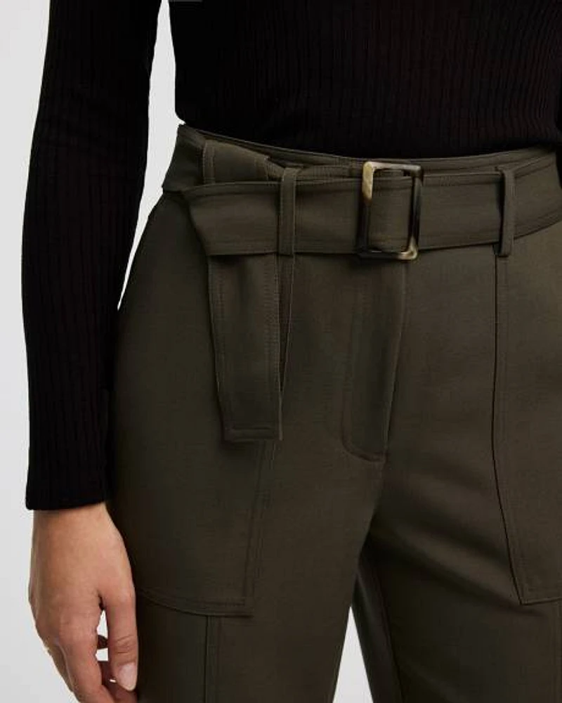 Tapered-Leg High-Rise Belted Pants