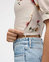 Short-Puffy-Sleeve Bustier Top with Sweetheart Neckline