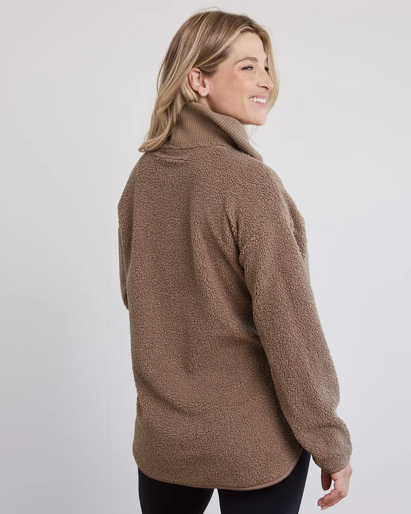 Reitmans High-Neck with Half-Zip Sherpa Pullover - Thyme Maternity