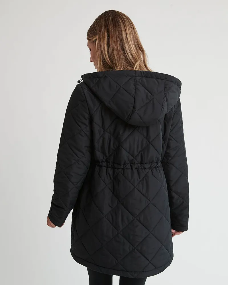 Reitmans Quilted Coat with Belly Extender - Thyme Maternity