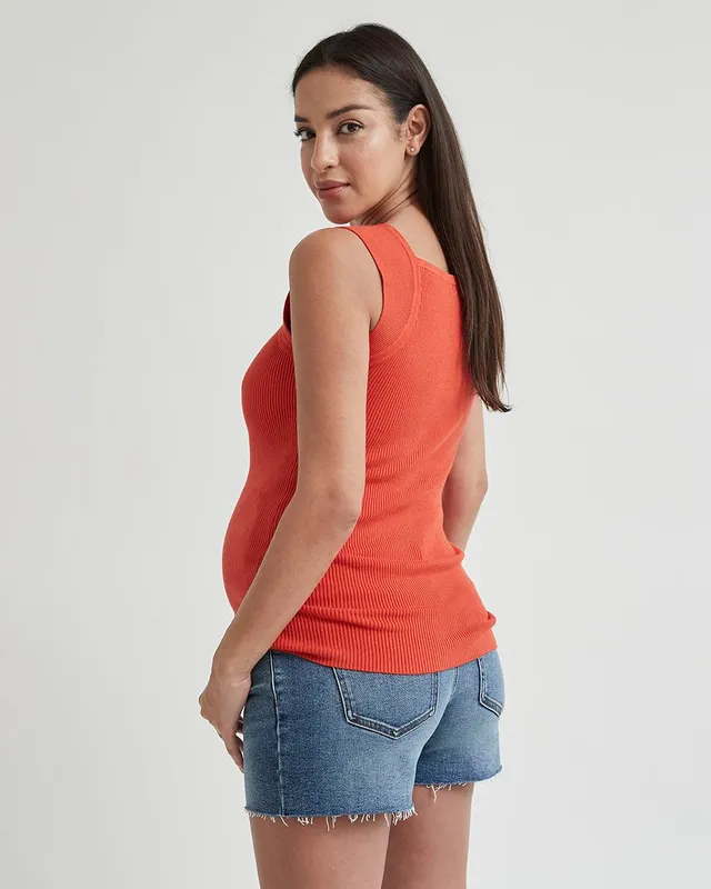 Ribbed Sleeveless Sweetheart-Neck Sweater Top - Thyme Maternity