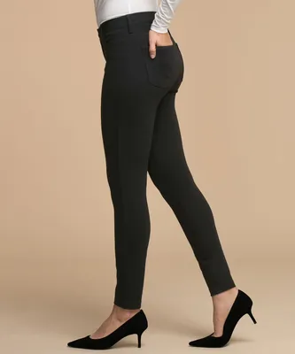 Black Luxe Ponte Button Front Skinny Leg | Rickis