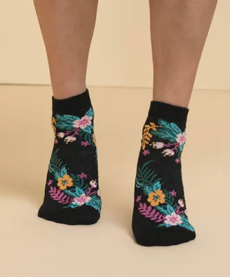Floral Black Ankle Socks | Rickis