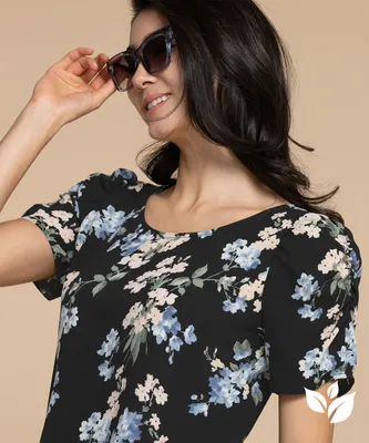 Puff Sleeve Scoop Neck Top | Rickis
