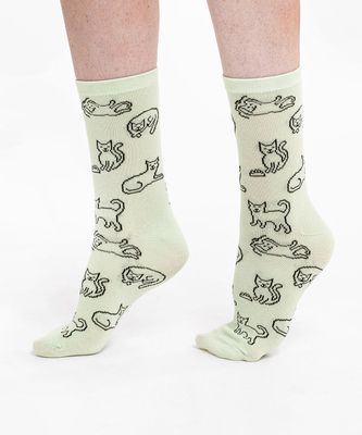 Line Drawn Cat Socks | Rickis