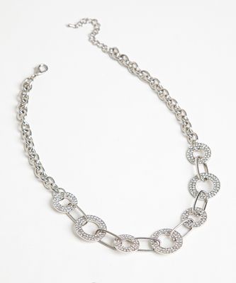 Rhinestone Circle Chain Necklace | Rickis