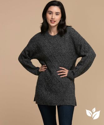 Eco-friendly Cable Knit Tunic Sweater | Rickis
