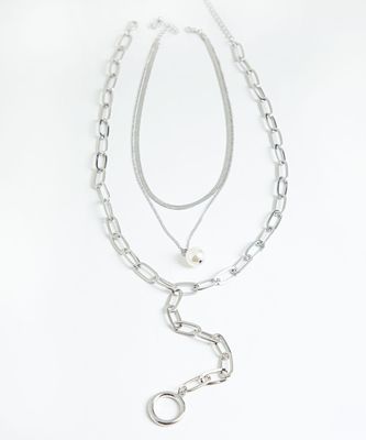 Layered Chain & Pearl Necklace | Rickis