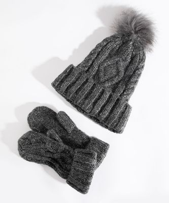 Soft Cable Knit Hat & Mitten Set | Rickis