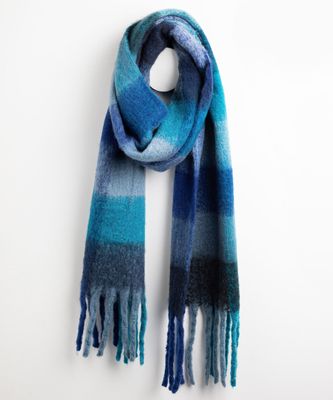 Blue Oversized Checkered Scarf | Rickis