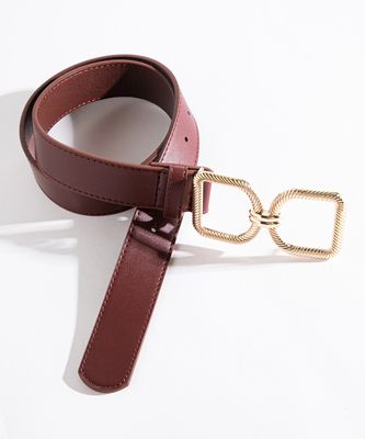 Burgundy Gold Buckle Belt | Rickis