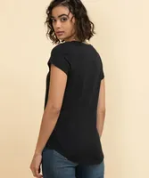 Short Sleeve Black V-Neck T-Shirt