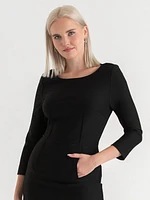 3/4 Sleeve A-Line Dress Luxe Ponte