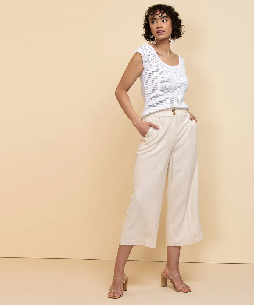 RICKI'S Viscose Linen Wide Crop Pant