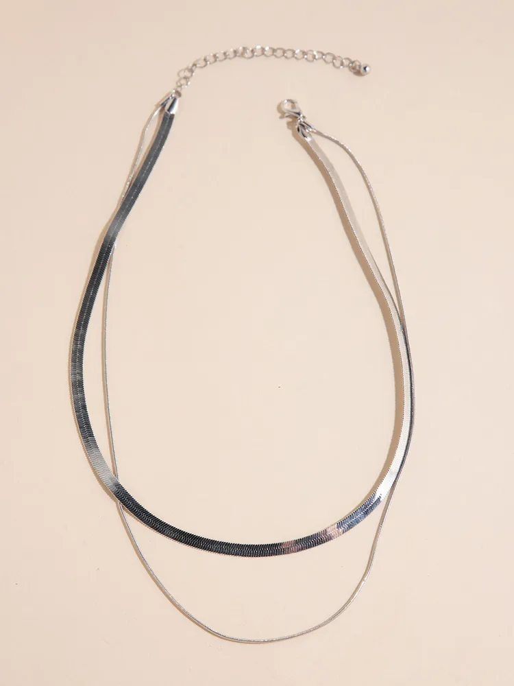 Double-Layered Silver Snake Chain