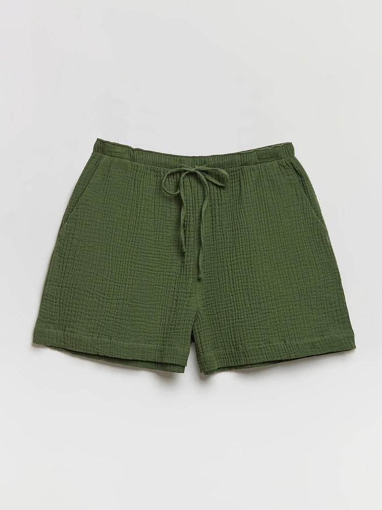 Crinkle Cotton Shorts