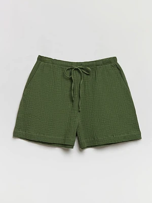 Crinkle Cotton Shorts