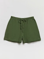 Crinkle Cotton Shorts