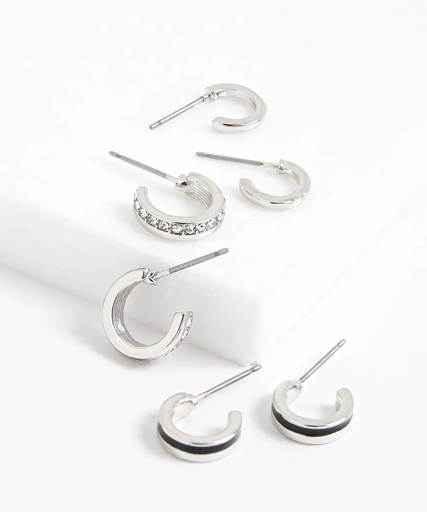 Silver Huggie Earring 3-Pack