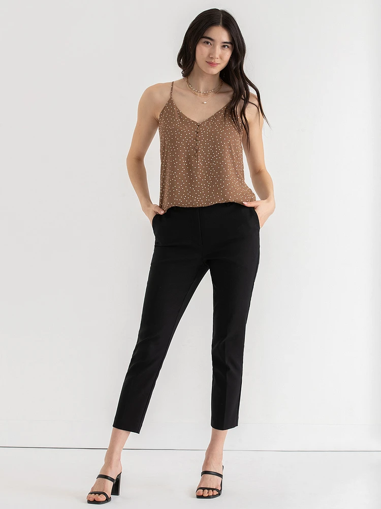 Sadie Strappy V-Neck Tank with Button