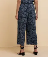 Navy Pattern Plisse Crop Pant