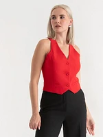 Crepe Vest with Detachable Rosette