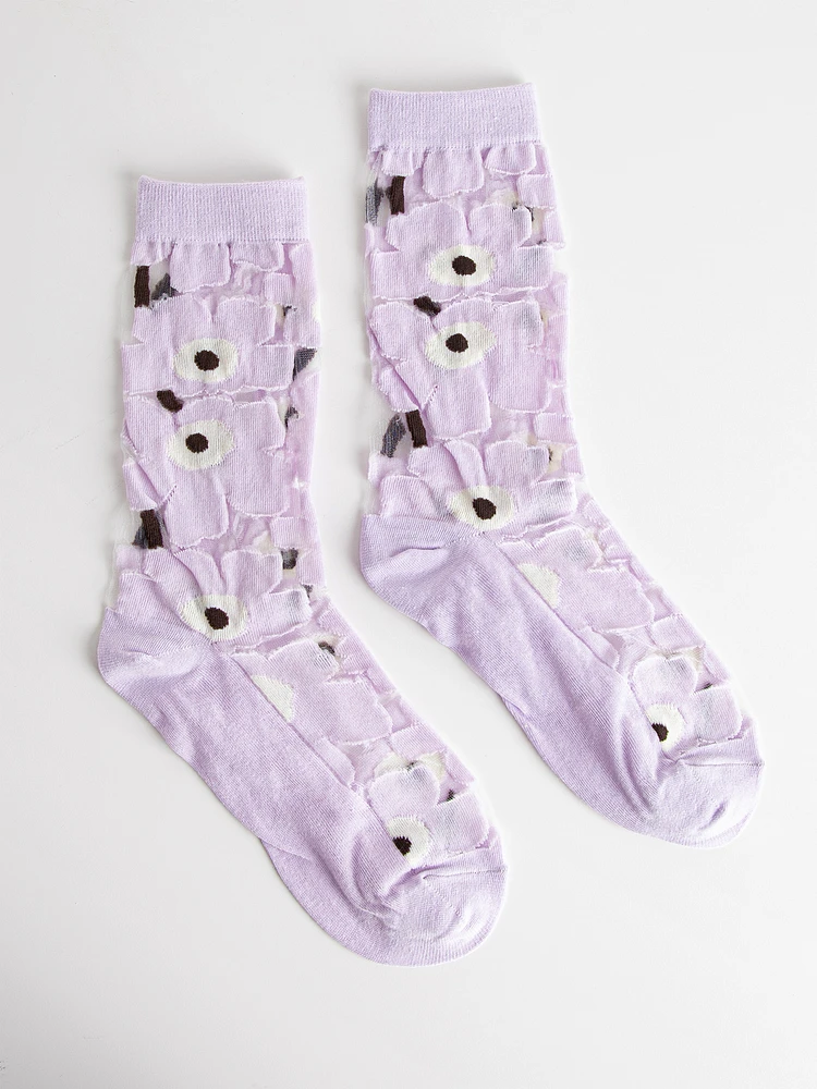 Sheer Floral Socks