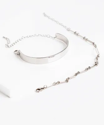 Silver Metal Bracelet 2-Pack