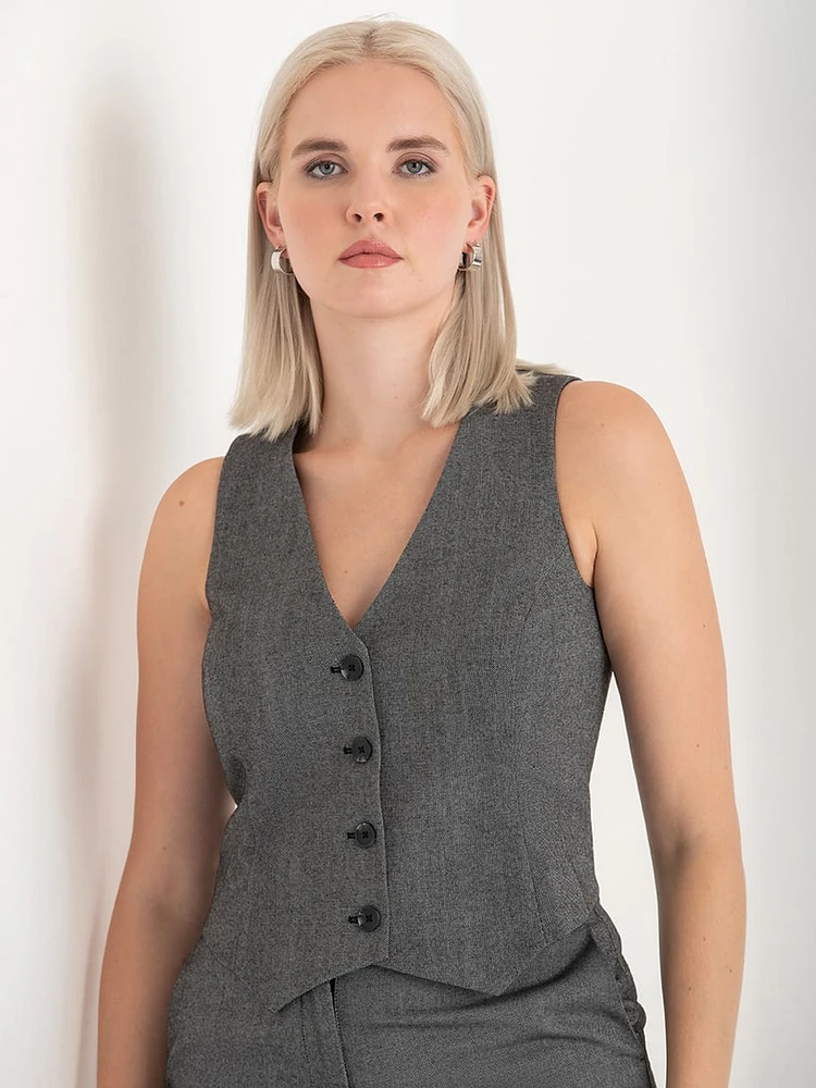 Button-Up Fitted Vest Speckle