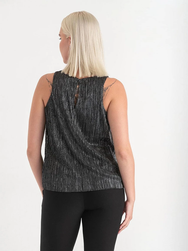 Pleat Neck Tinsel Tank Top