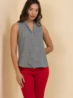 Sleeveless Tie-Neck Blouse