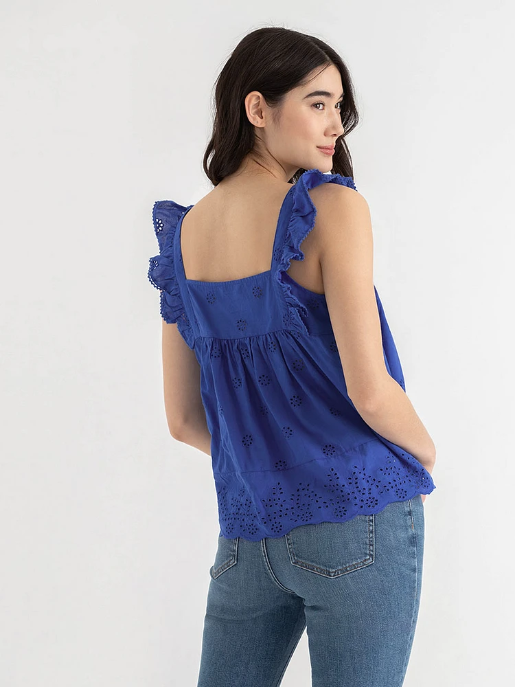 Cotton Ruffle Tank Blouse