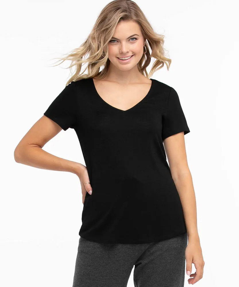 Short Sleeve V-Neck Hacci Tee