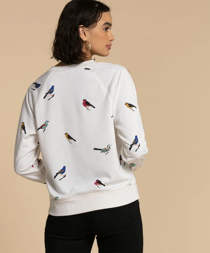 Raglan Sweatshirt with Bird Print