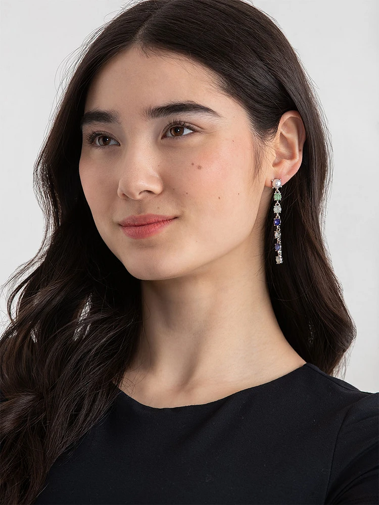 Long Crystal Statement Dangle Earrings