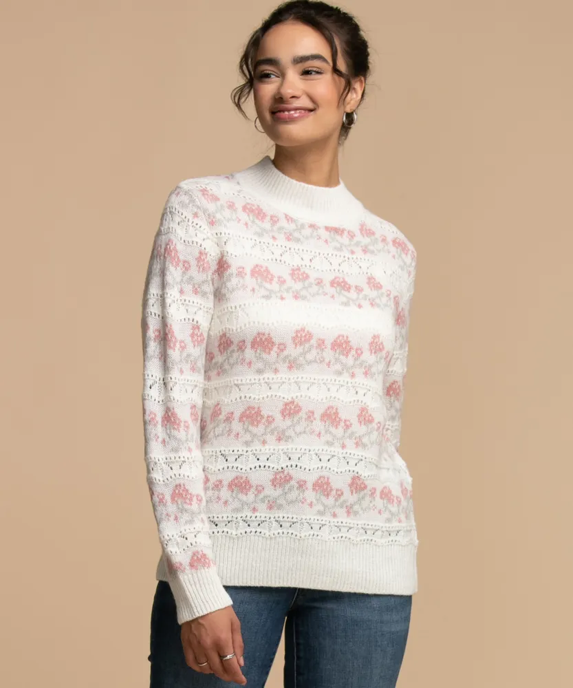 Floral Pointelle Pullover