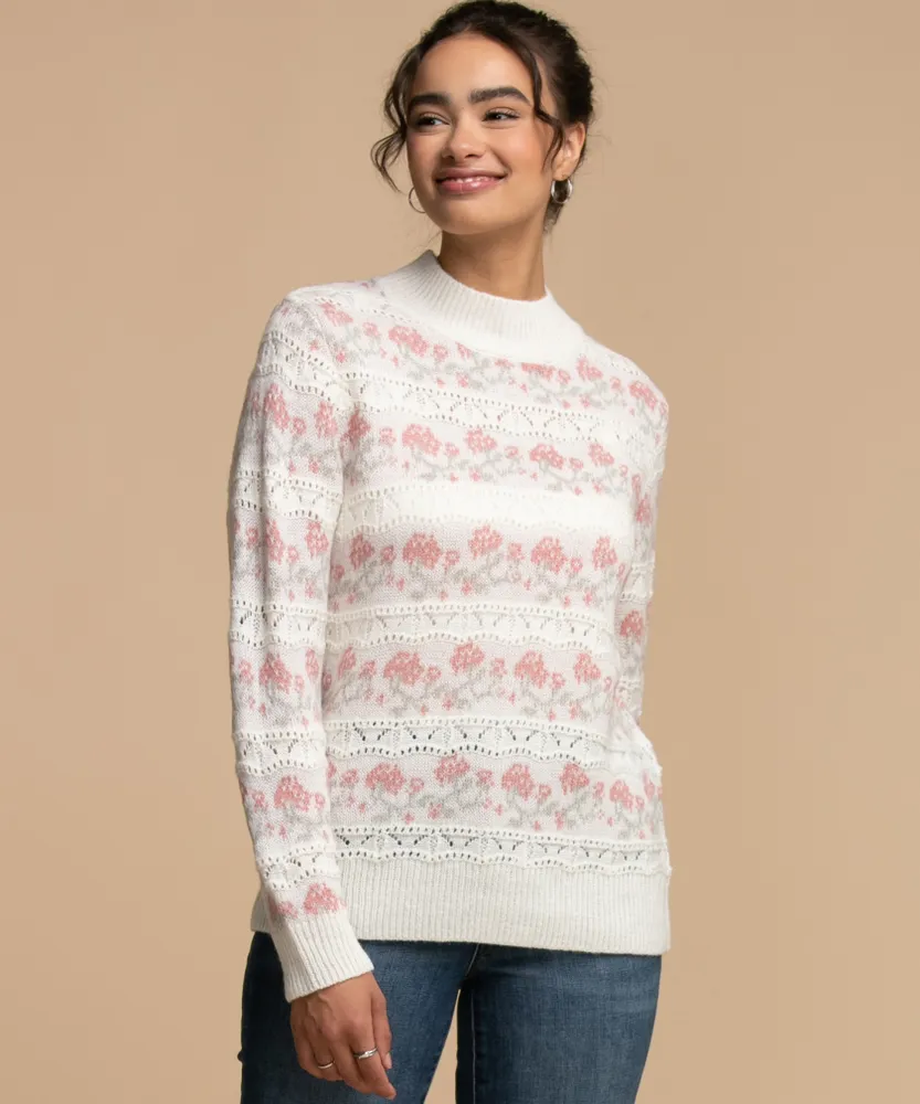 RICKI'S Floral Pointelle Pullover