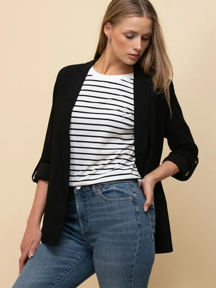 Extend Sleeve Rib Trim Tee