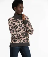 Mock Neck Animal Print Pullover