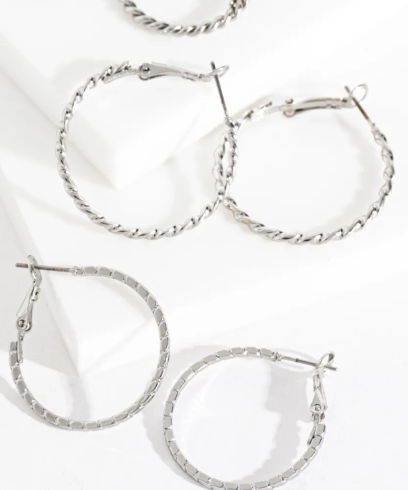 Silver Hoop Earring Trio