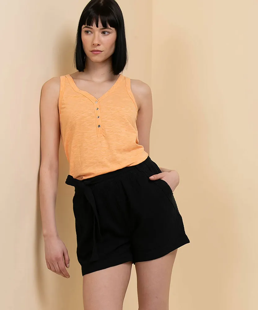 Crinkle Cotton Short with Belt