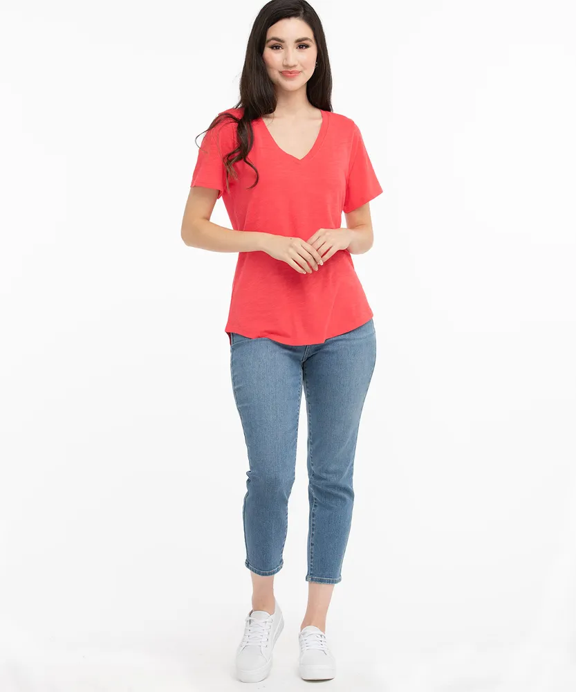 V-Neck Curved Hem Tee