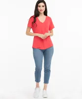 V-Neck Curved Hem Tee