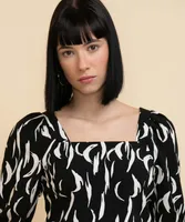 Puff-Sleeve Square Neck Blouse