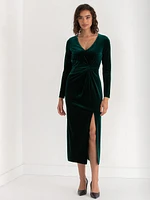 Velvet Drape Waist Dress