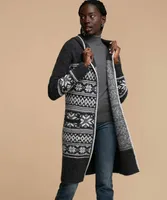 Hooded Fair Isle Duster Cardigan