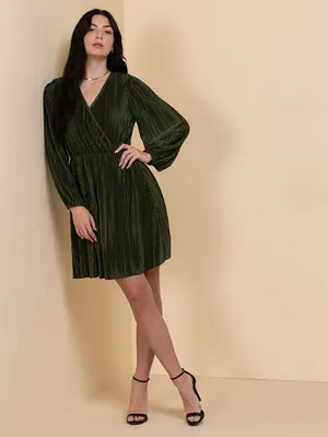 Plisse Crossover Dress