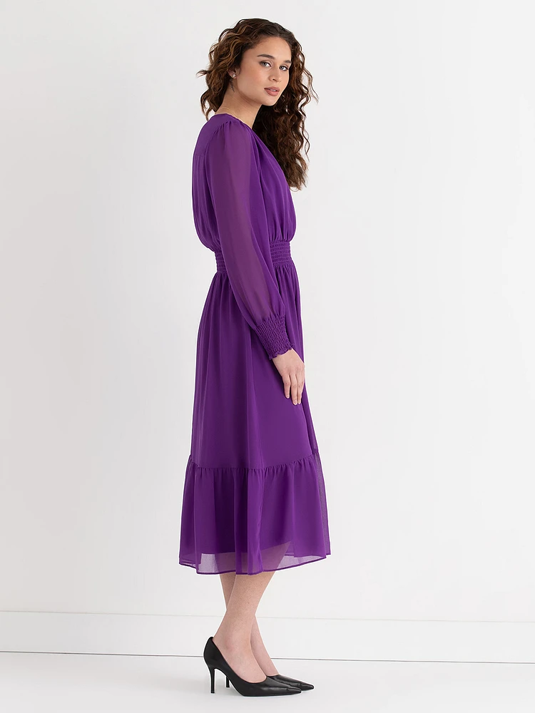 Nova Smocked Midi Dress Chiffon